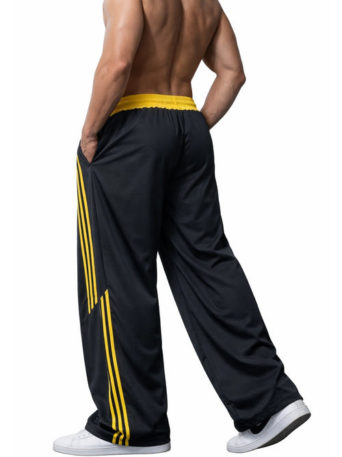 Pantalón Deportivo Oversized Hombre Tela Nova Negro Amarillo ENKI ModaStyle